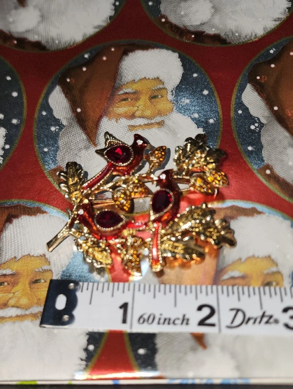 Anne Klein Holiday Red Crystal Bird Brooch with Gold-Tone Christmas In July